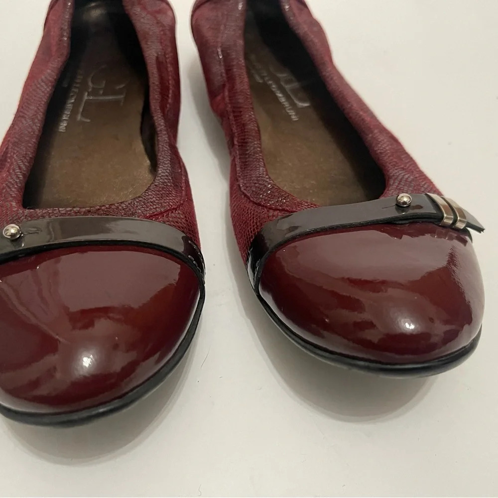 AGL Ladies Burgundy Leather Flats size USA 7 made in Italy - Picture 7 of 15